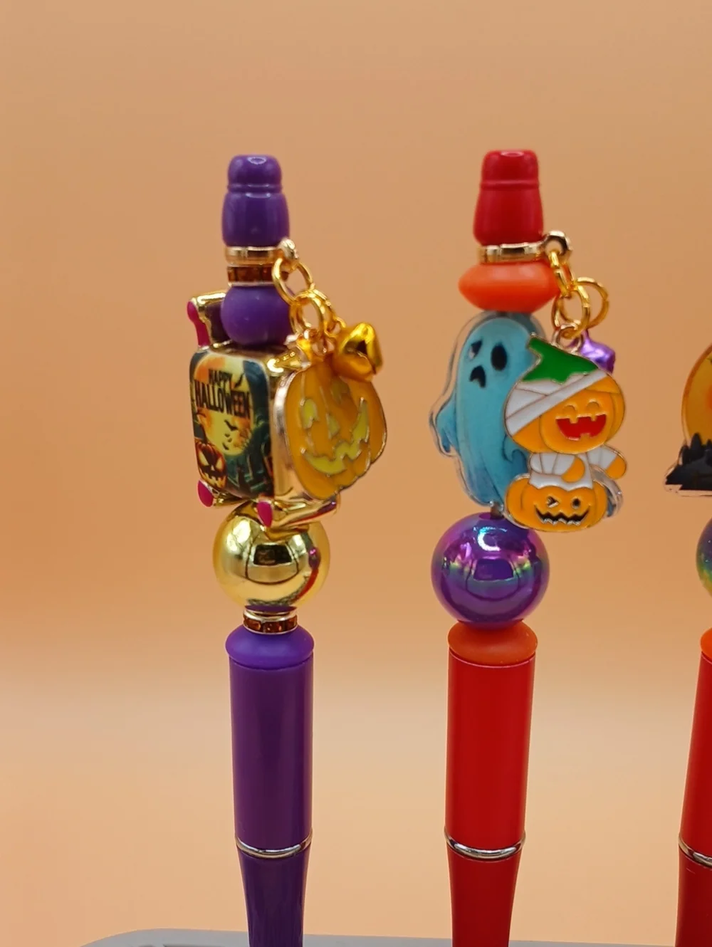Halloween Charm Pen Set - Purple & Red
